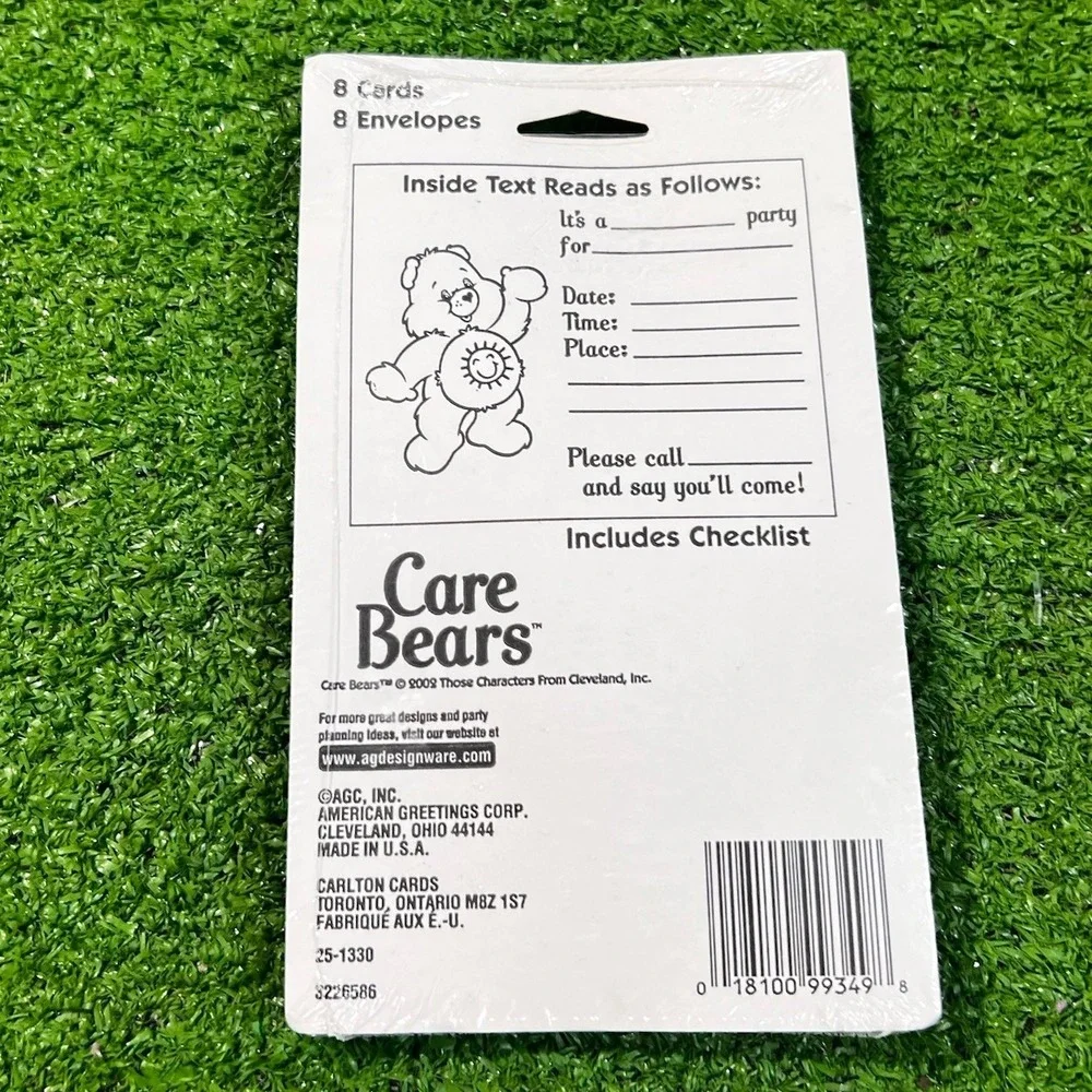 Vintage Care Bears Party Invitations Y2K‎ Kids Birthday Invited Sealed 8 Pack
